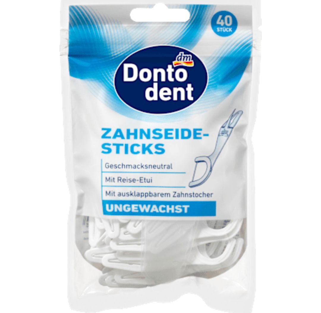 Dontodent Unwaxed Dental Floss Sticks With Case